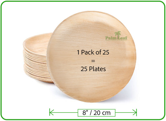 8" Shallow Round (Medium) - Areca Palm Leaf Plate