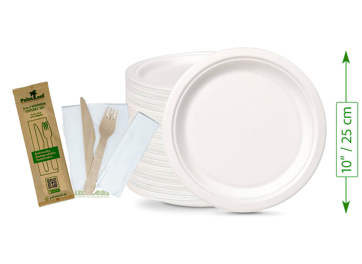 Bagasse Plates & Cutlery Set