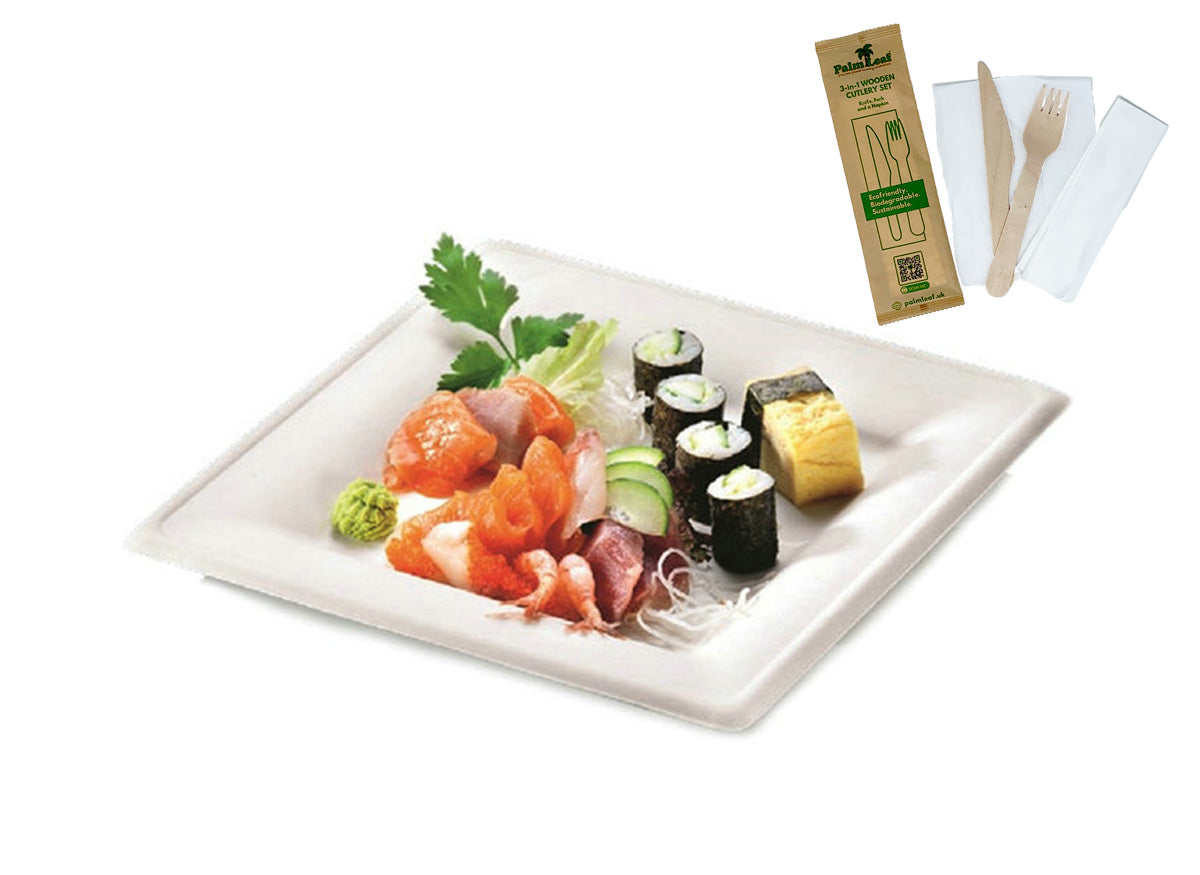 Bagasse Plates & Cutlery Set